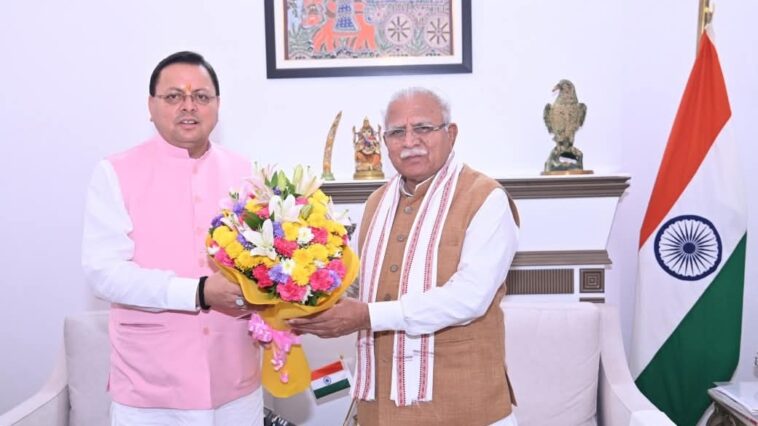 उत्तराखंड के मुख्यमंत्री पुष्कर सिंह धामी ने नई दिल्ली में केंद्रीय विद्युत मंत्री मनोहर लाल खट्टर से मुलाकात की। उन्होंने ऋषिकेश और हरिद्वार में कुंभ 2027 को ध्यान में रखते हुए आधारभूत ढांचे और आवास योजनाओं पर केंद्र से सहयोग का अनुरोध किया।